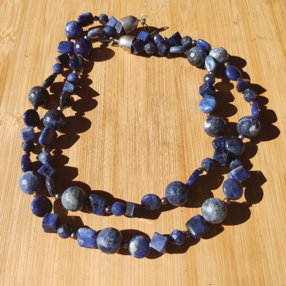 Jay King DTR mine finds Lapis Sodalite 2 strand necklace 925 Sterling Silver.